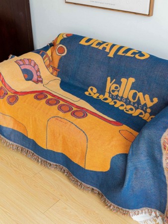 黃潛水艇  美式復古沙發毯