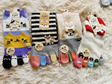 日本直送可愛動物純棉五趾襪