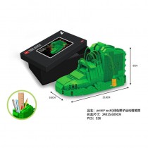 時尚AJ球鞋綠色椰子益智模型積木玩具  