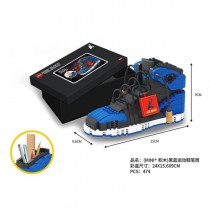 時尚AJ球鞋黑藍大款益智模型積木玩具  