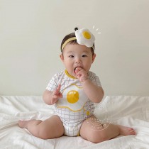 韓國春款荷包蛋寶寶連身衣套裝