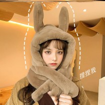 小紅書推薦 兔年可愛絨毛立體造型圍巾帽