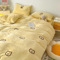 冬季牛奶絨毛巾繡貼布 清新色系多款系列床包四件套