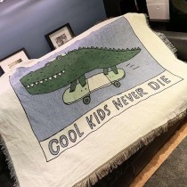 滑板鱷魚  美式復古沙發毯
