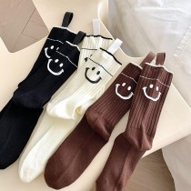 出口韓國優質皮標笑臉襪組