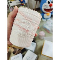 粉色大理石太陽花陶瓷杯  現貨