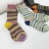 冬季保暖 拼色條紋系仿貂絨襪3雙組