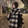 韓國冬季格子流蘇圍巾披肩  5折現貨